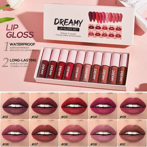 Classic Glossy Lip Gloss Collection - Waterproof, Long-Wearing & Moisturizing Formula, Satin-Shine Finish for All-Day Elegance, The Perfect Gift Set